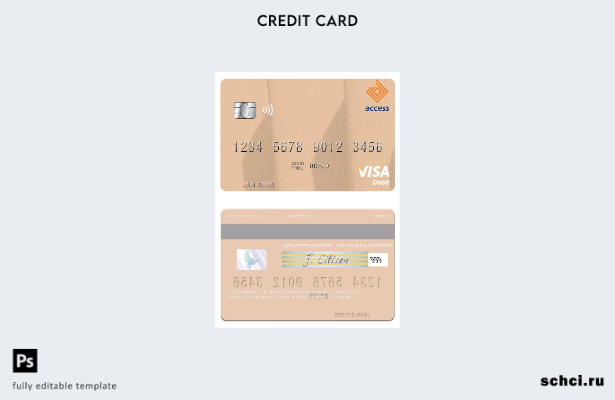 цифровая загрузка шаблона дебетовой карты Visa Нигерии Access Bank Plc